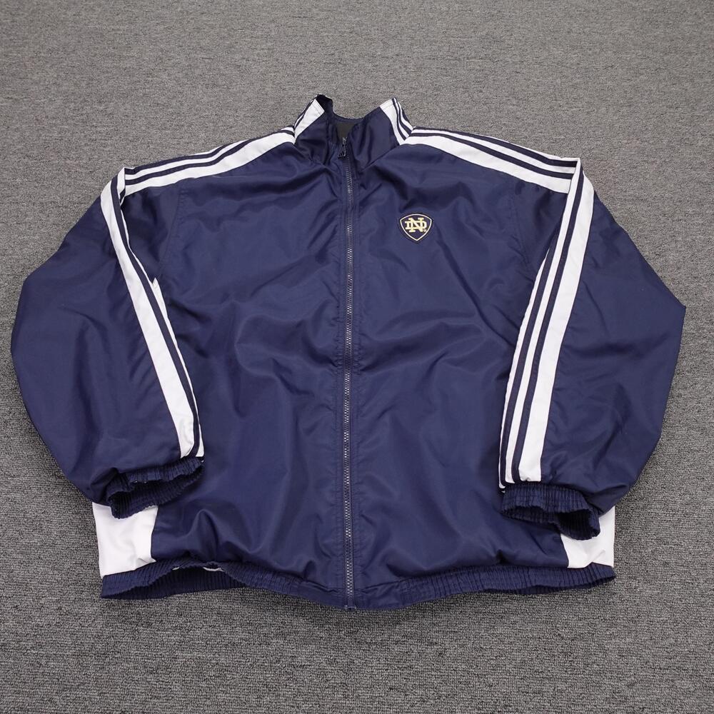 Vintage Notre Dame Fighting Irish Jacket Mens XL Blue Football Adidas Full Zip
